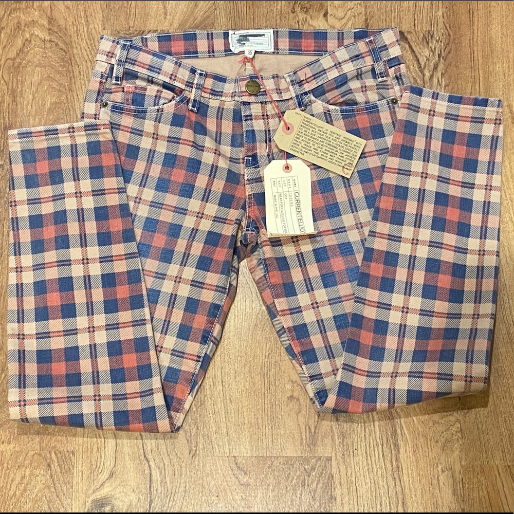 Current/Elliot The Stiletto Plaid Jeans Sz 28